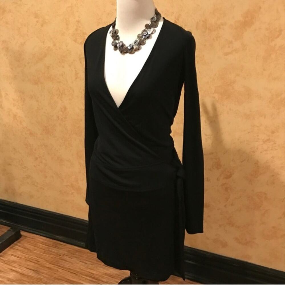 Diane Von Furstenberg DVF Classic Silk Mini Wrap Dress Black Size 2